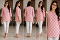 Coral Pink Geometric Print Women’s Kurti
