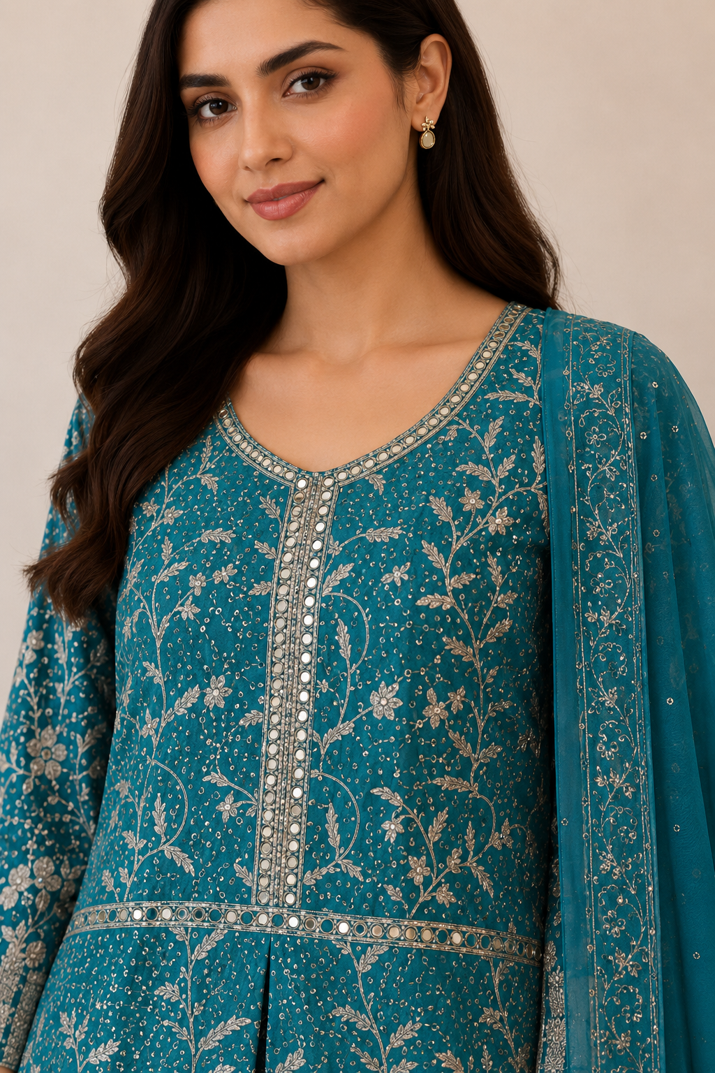 Teal Women’s 3-Piece Ethnic Suit Set