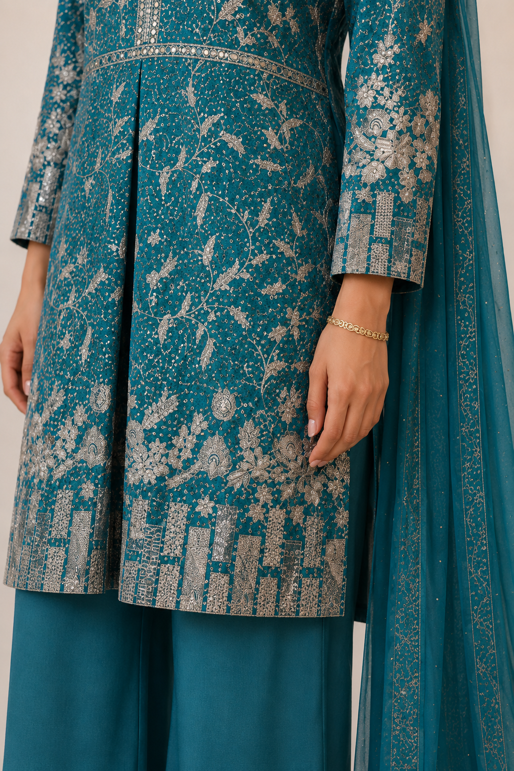 Teal Women’s 3-Piece Ethnic Suit Set