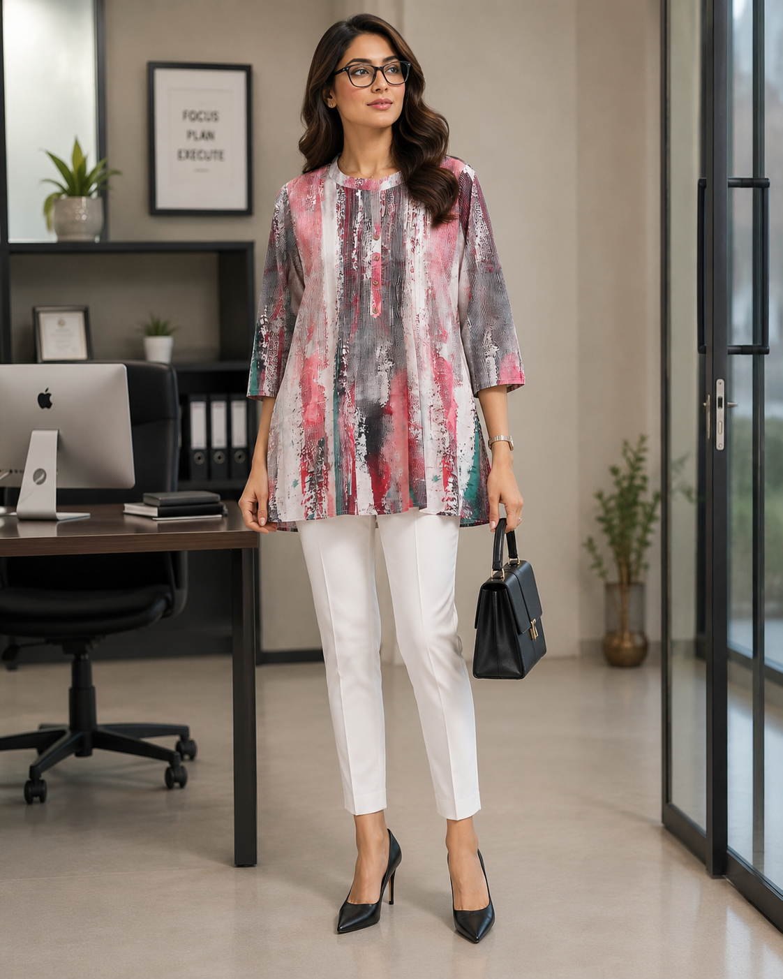 Modern Art Colourful Office Kurti