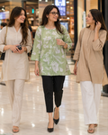 Sage Green White Floral Casual Kurti