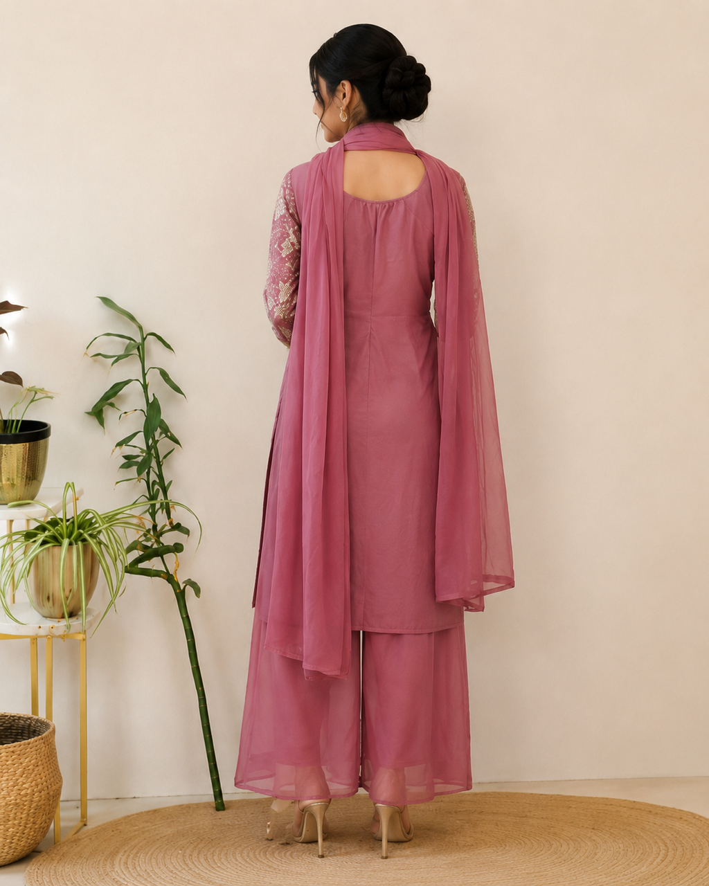 Rose Dust Mirror-work  Palazzo Set
