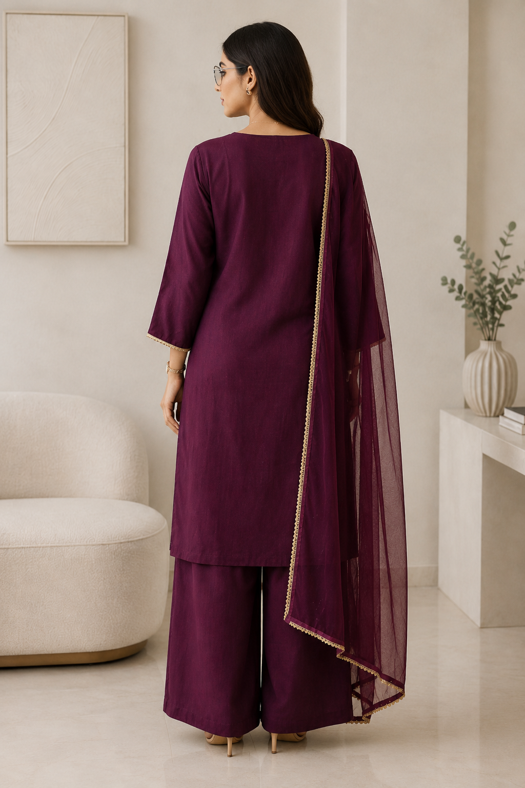 Plum Mirror 3 piece Indian ethnic wear